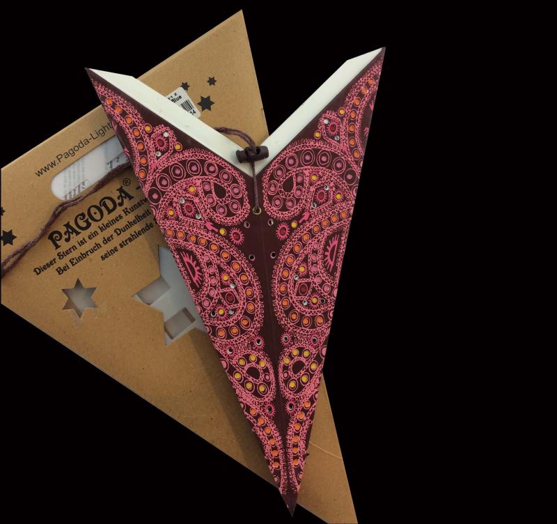 Dunhill Rot/Pink - Faltbarer Leuchtstern, Weihnachtsstern aus Papier mit 7 Zacken, 60 cm
